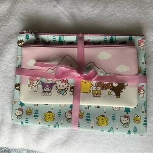 2024 Sanrio Hello Kitty & Friends Winter Party 2 Pencil Pouches Set Medium Large